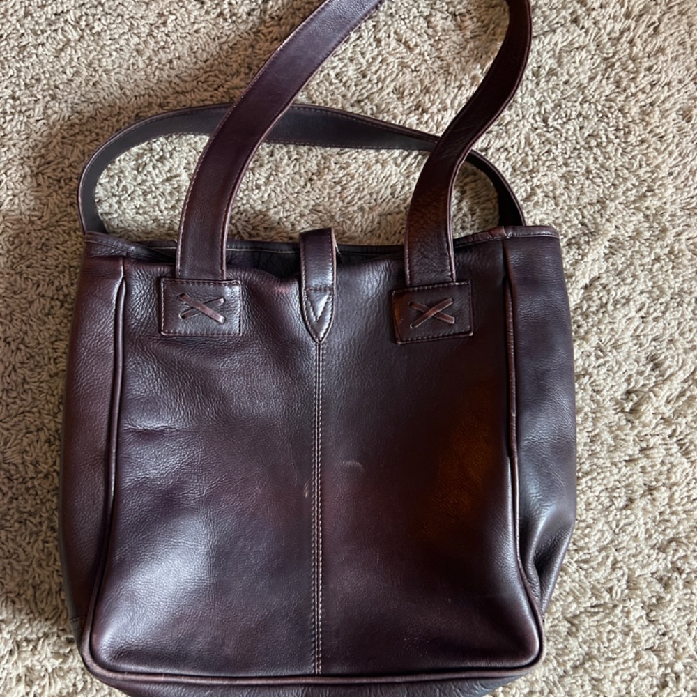 Great buy! Clava American dark brown leather tote - purse - Picture 2 of 4